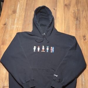 Men's Black Graphic Hoodie with Colorful Characters